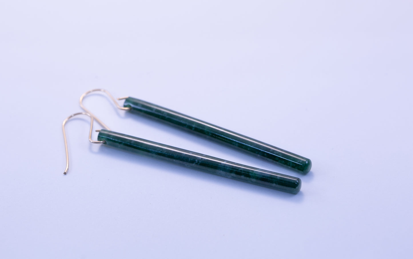 Handmade Imperial Green Guatemalan Jadeite Matchstick Dangle Earrings