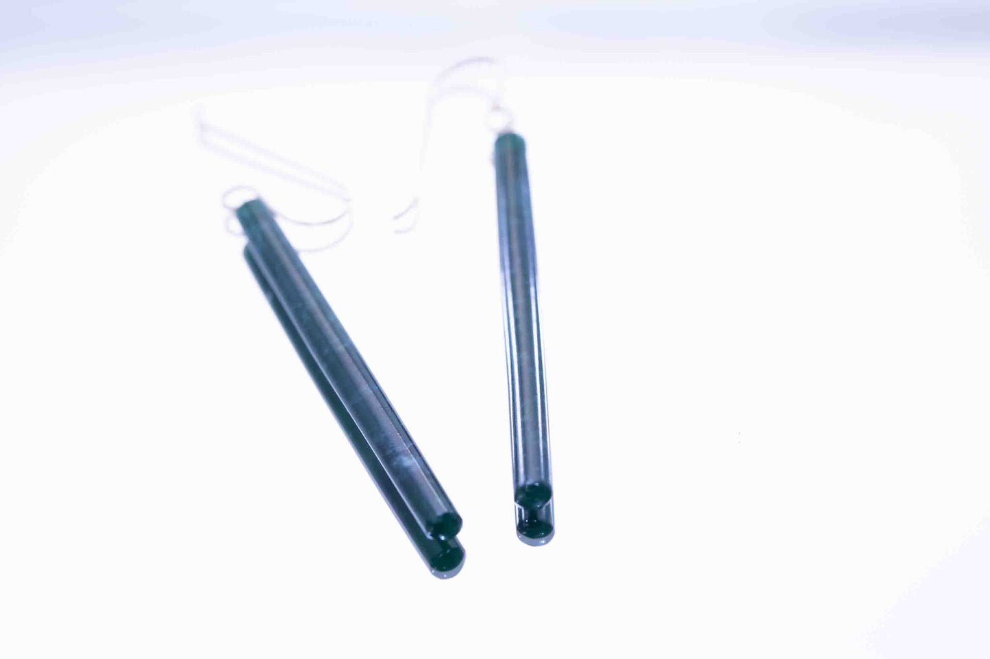 Handmade Imperial Green Guatemalan Jadeite Matchstick Dangle Earrings