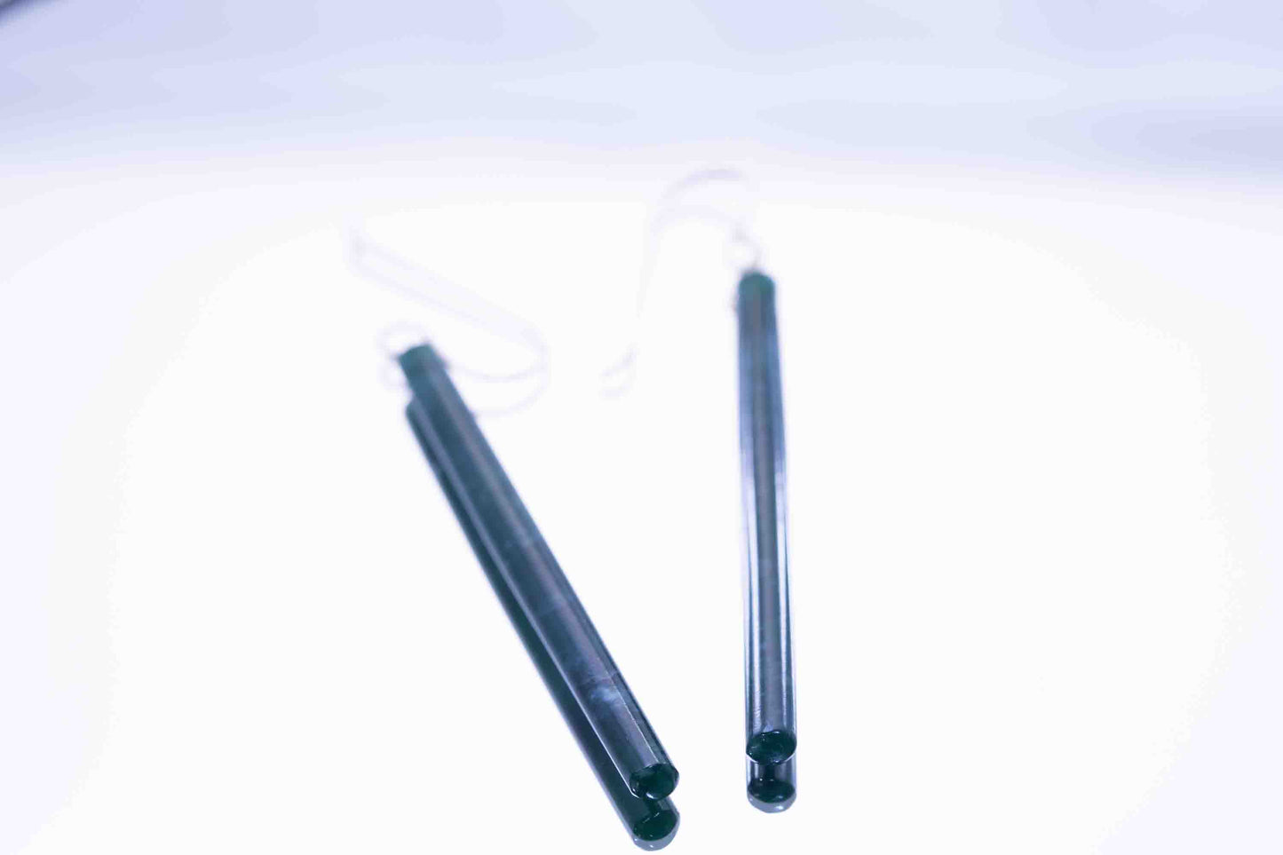 Handmade Imperial Green Guatemalan Jadeite Matchstick Dangle Earrings