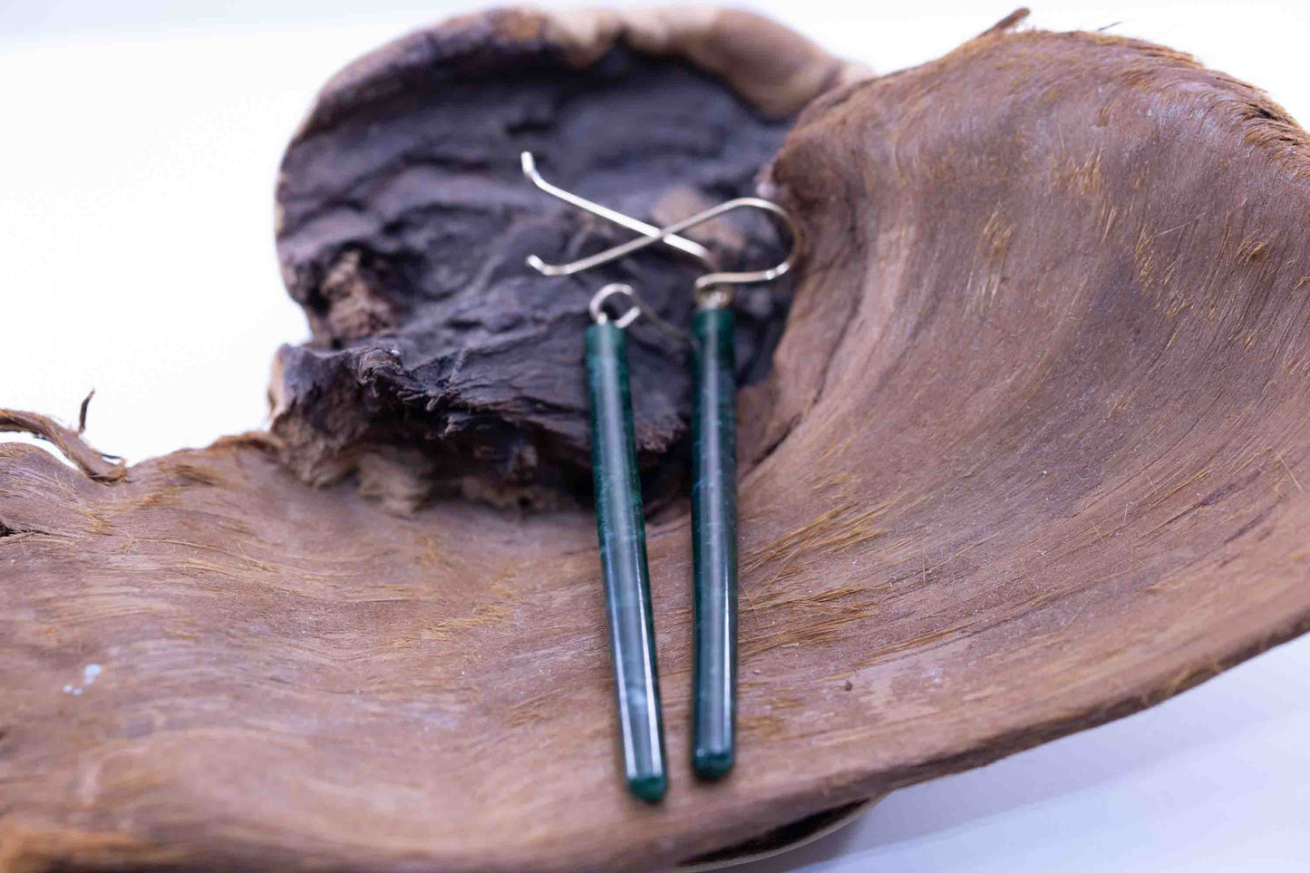 Handmade Imperial Green Guatemalan Jadeite Matchstick Dangle Earrings