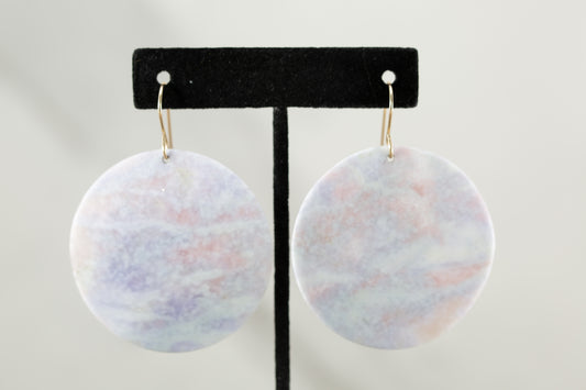 Guatemalan Jadeite Lilac and Pink Disc Earrings – 14k Gold Filled