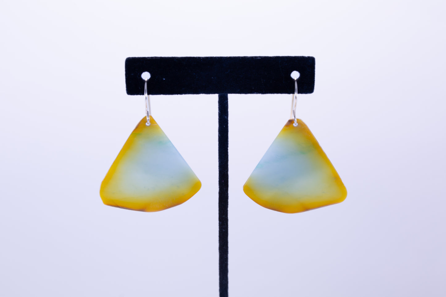 Handcrafted Guatemalan Jadeite Earrings – Blue and Orange Artisan Gemstone Dangles