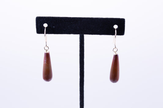 Rare Guatemalan Red Jadeite Drop Dangle Earrings