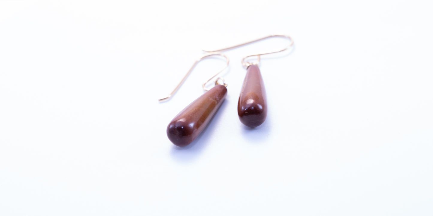 Rare Guatemalan Red Jadeite Drop Dangle Earrings