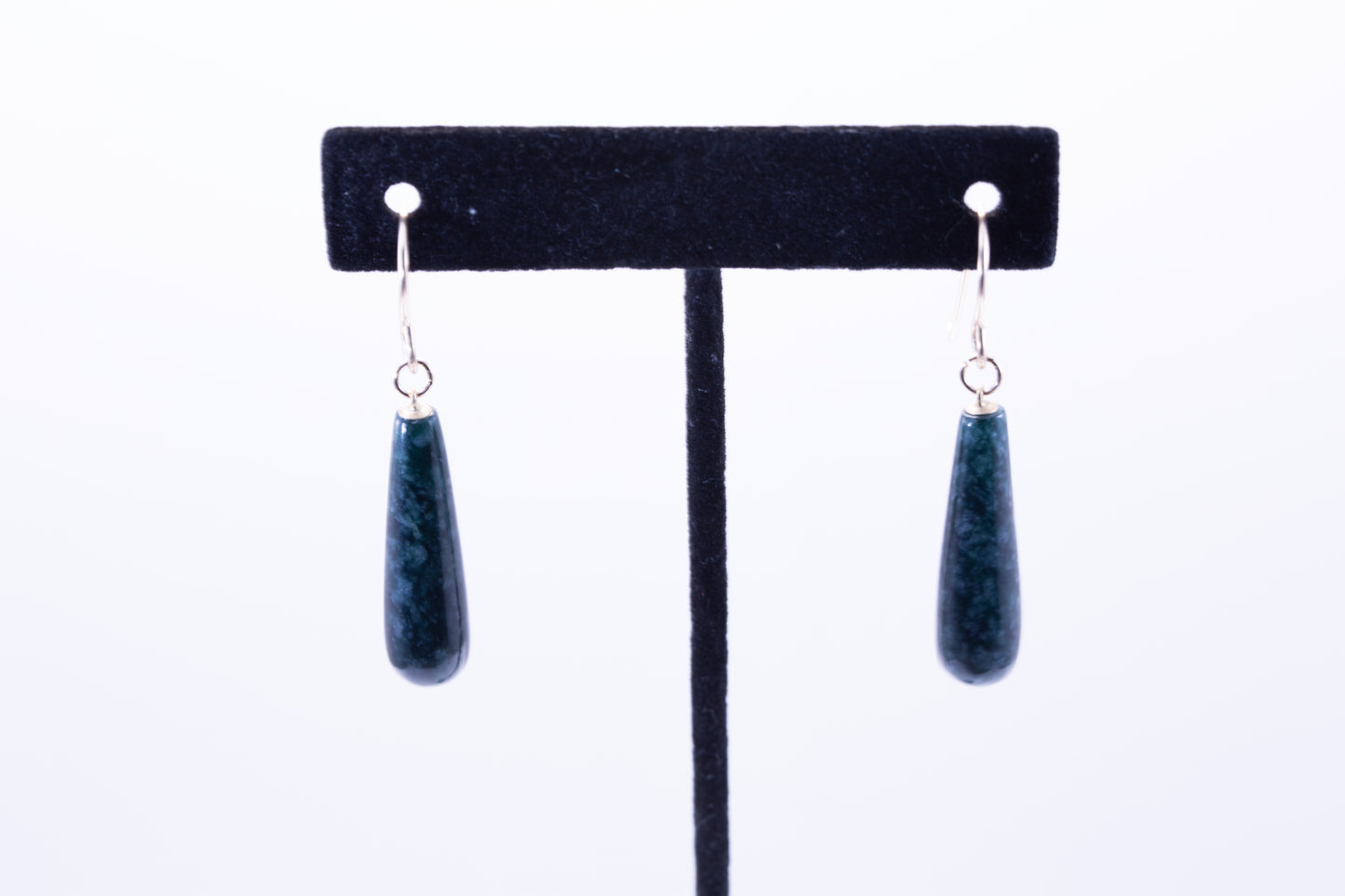 Guatemalan Jadeite Snowflake Blue Drop Dangle Earrings