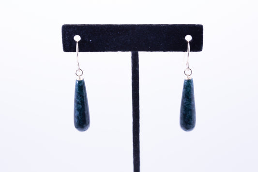 Guatemalan Jadeite Snowflake Blue Drop Dangle Earrings