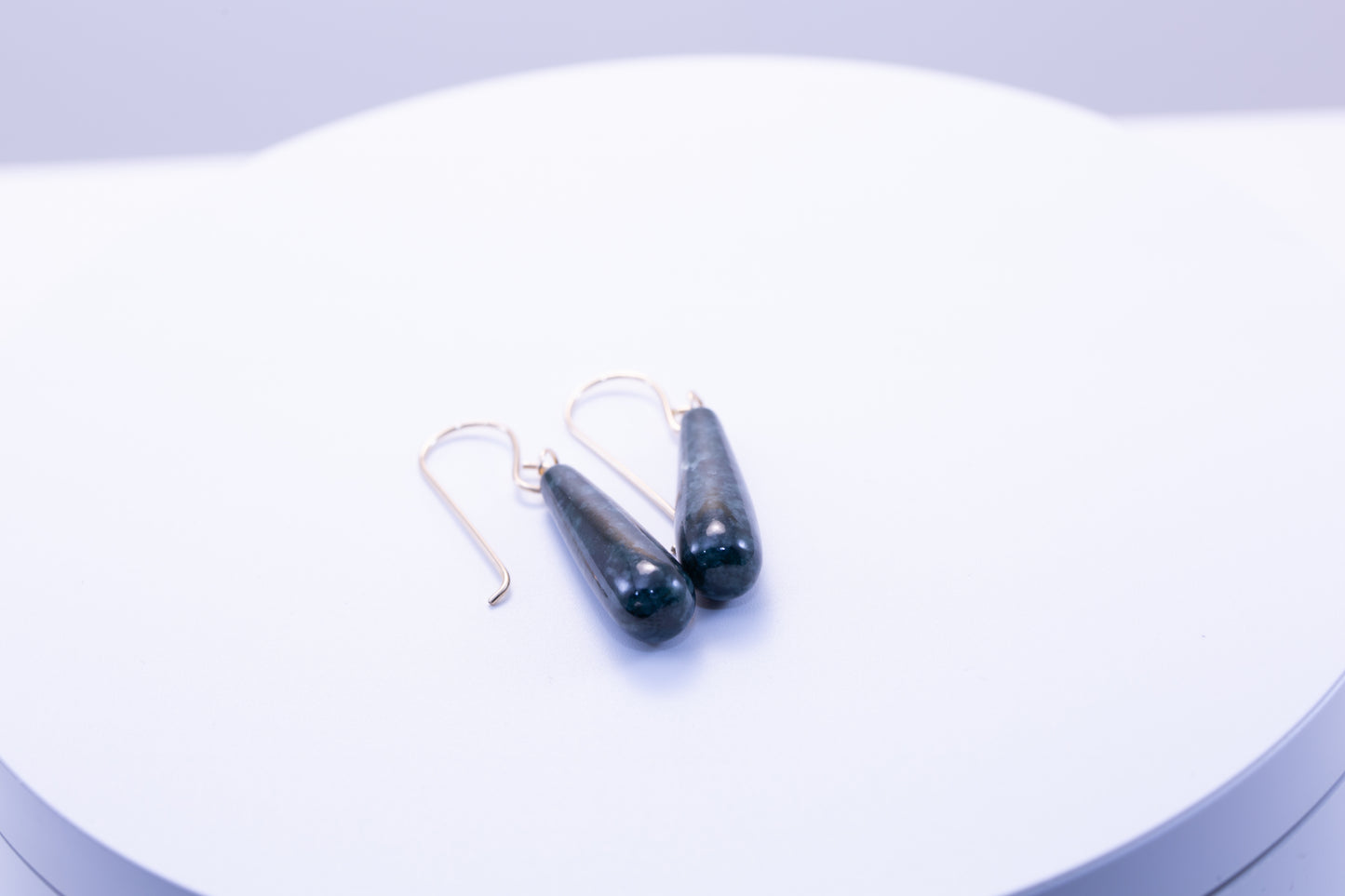 Guatemalan Jadeite Snowflake Blue Drop Dangle Earrings