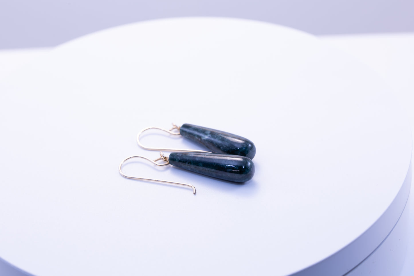 Guatemalan Jadeite Snowflake Blue Drop Dangle Earrings