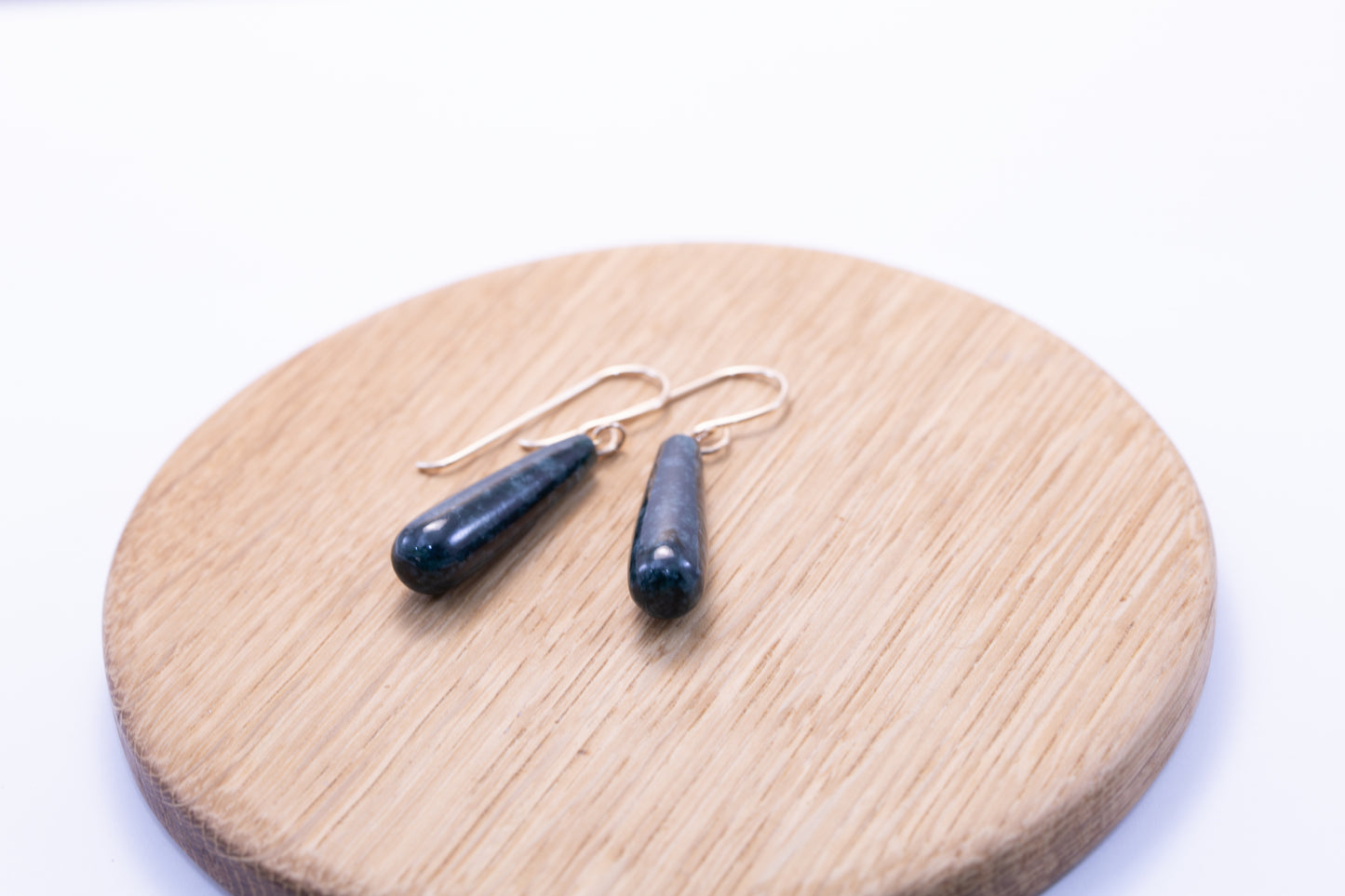 Guatemalan Jadeite Snowflake Blue Drop Dangle Earrings