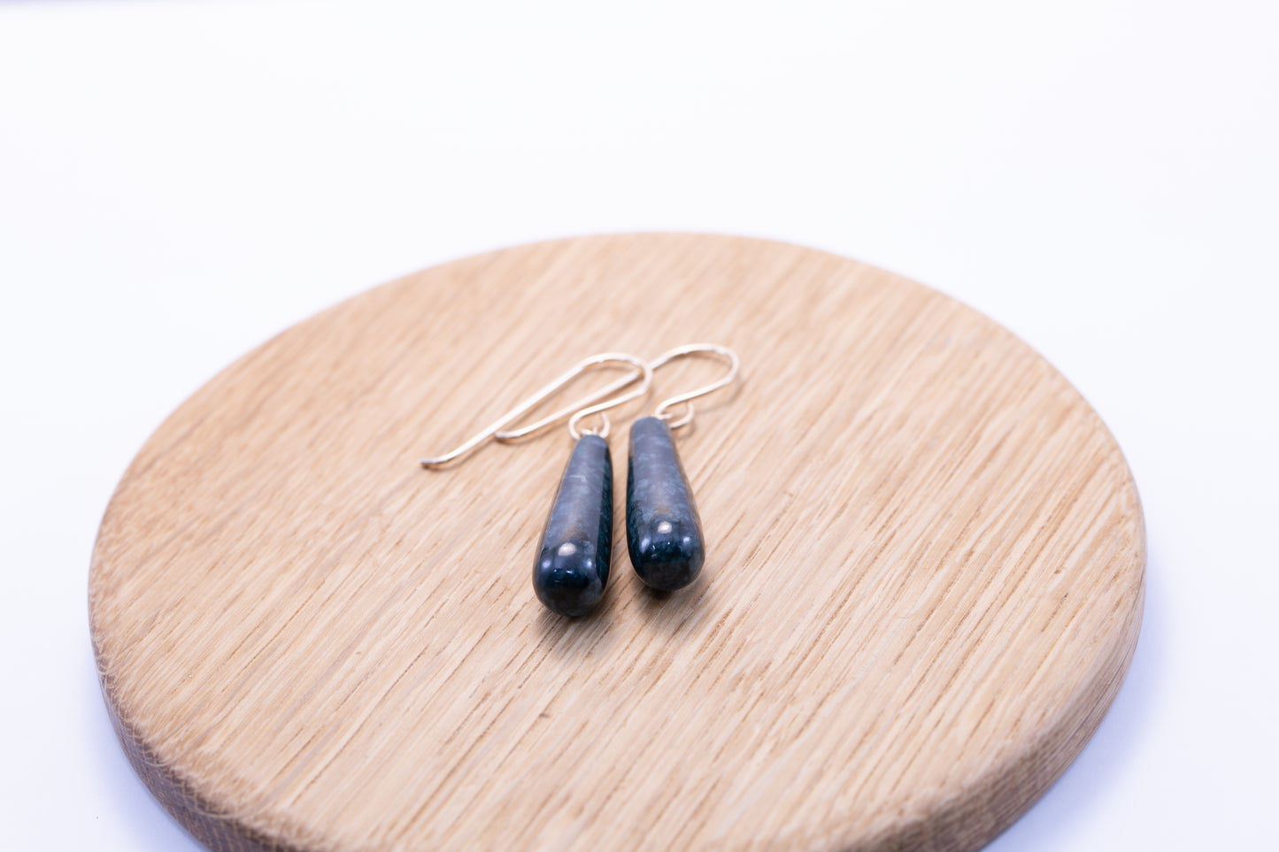 Guatemalan Jadeite Snowflake Blue Drop Dangle Earrings