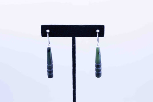 Yukon Green Jade Peg Drop Dangle Earrings