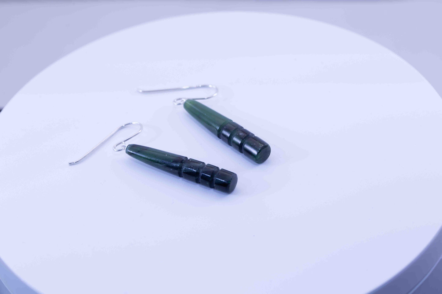 Yukon Green Jade Peg Drop Dangle Earrings