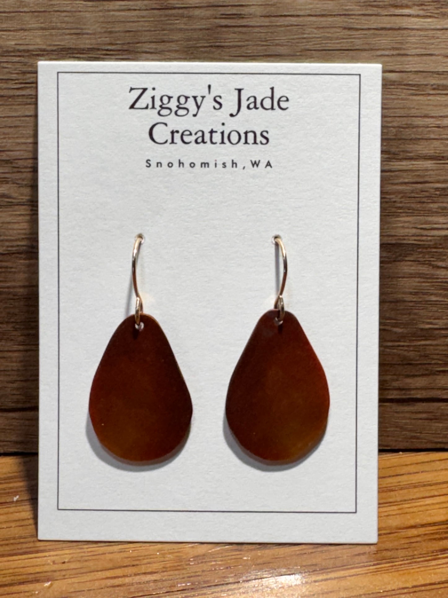 Rare Guatemalan Red Jadeite Tear Drop Dangle Earrings