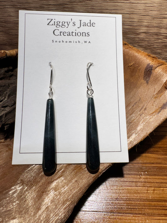 Guatemalan Blue Jadeite “Olmec” Drop Dangle Earrings