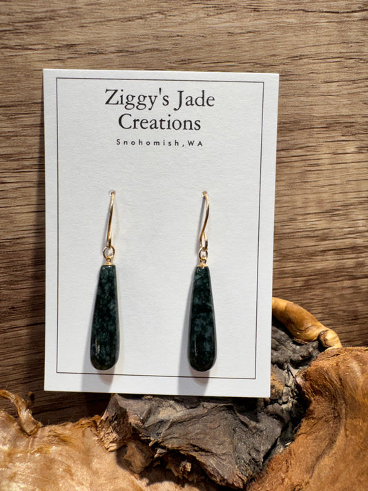 Guatemalan Jadeite Snowflake Blue Drop Dangle Earrings