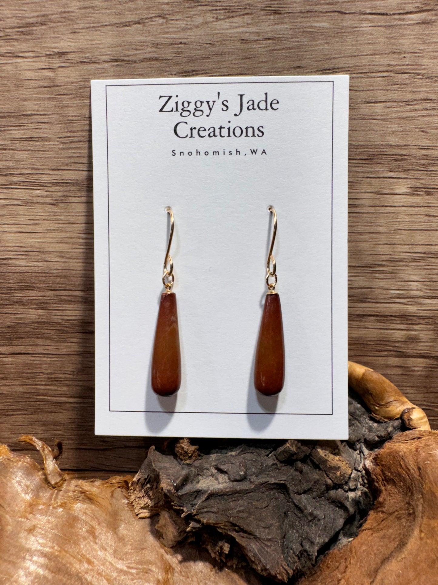 Rare Guatemalan Red Jadeite Drop Dangle Earrings