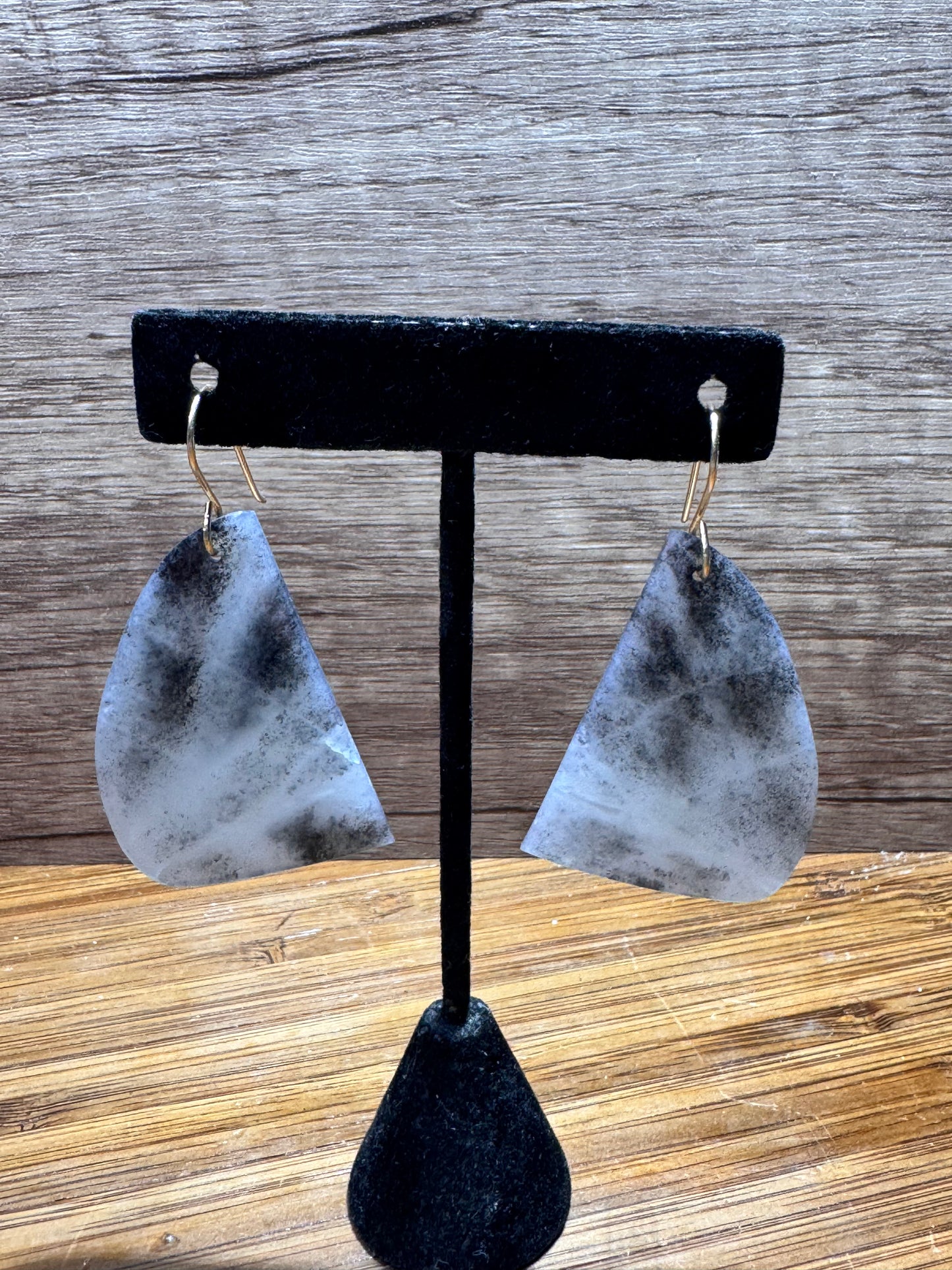 Chinese Porcelian Jade Dangle Earrings