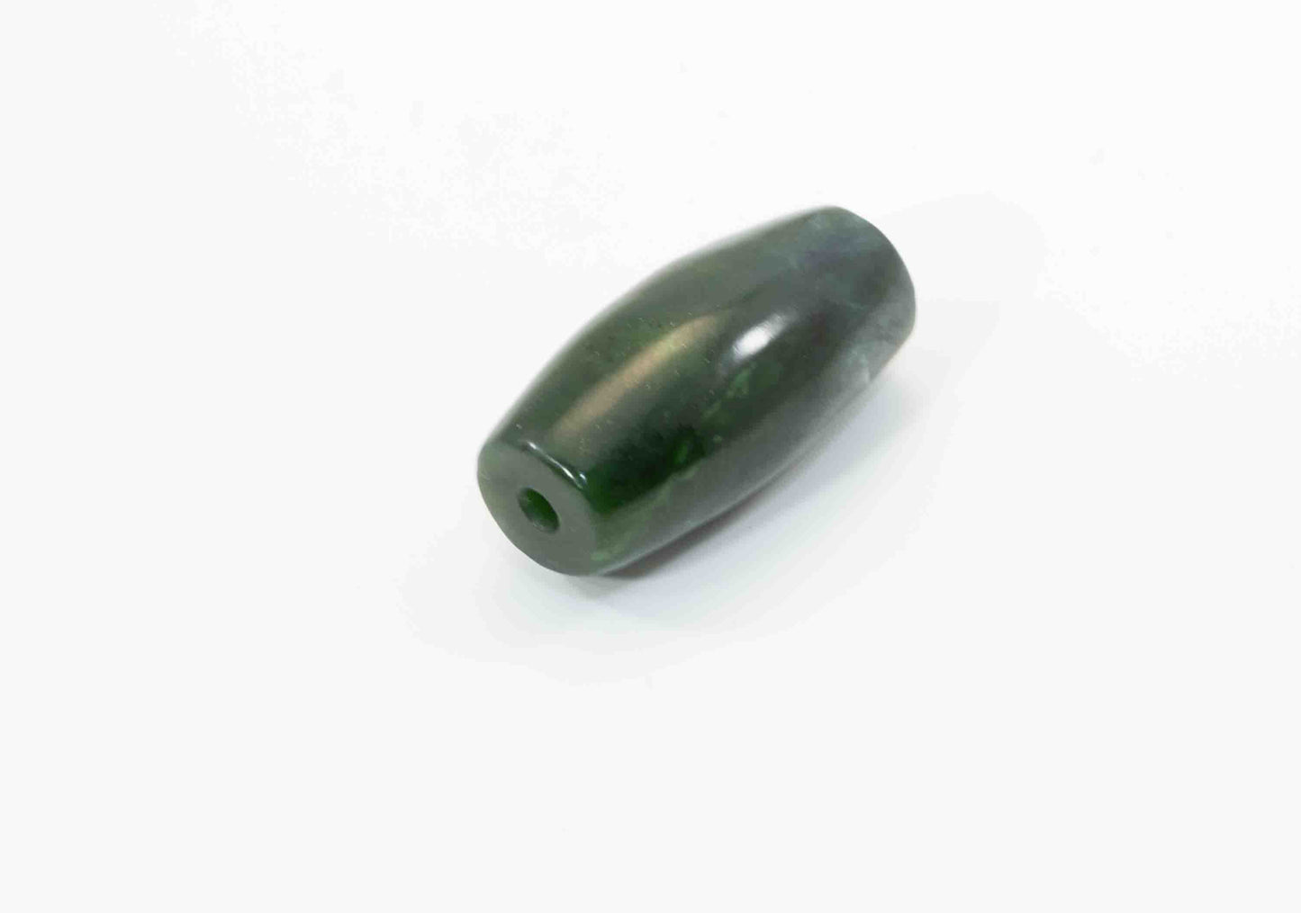 Dark Green Washington Nephrite Barrel Bead – Darrington Sourced