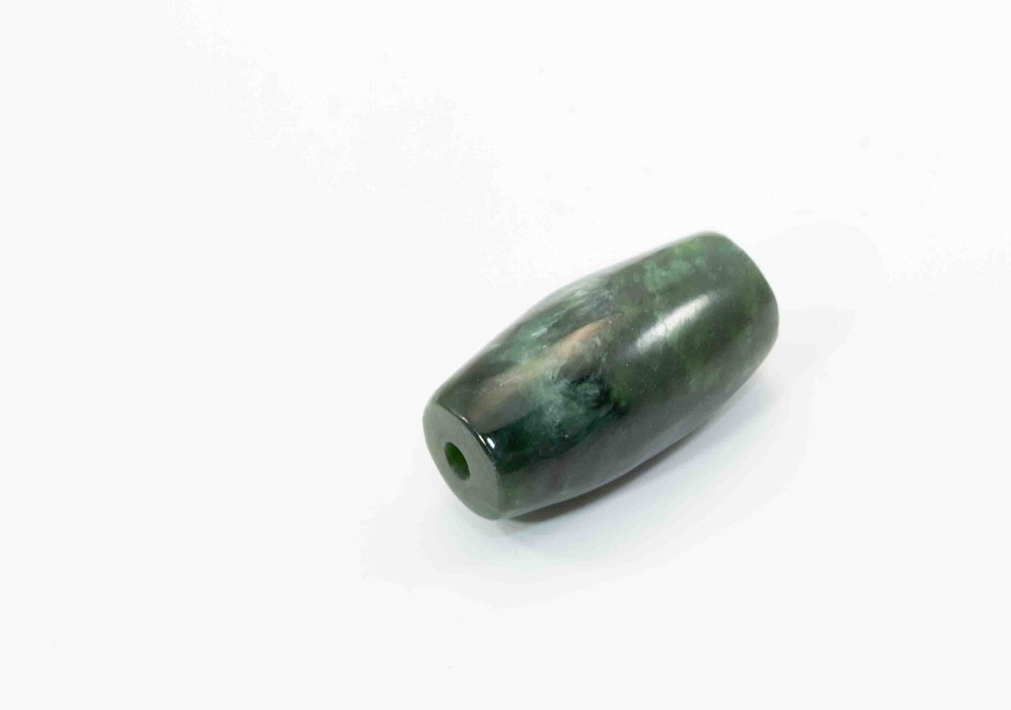 Dark Green Washington Nephrite Barrel Bead – Darrington Sourced