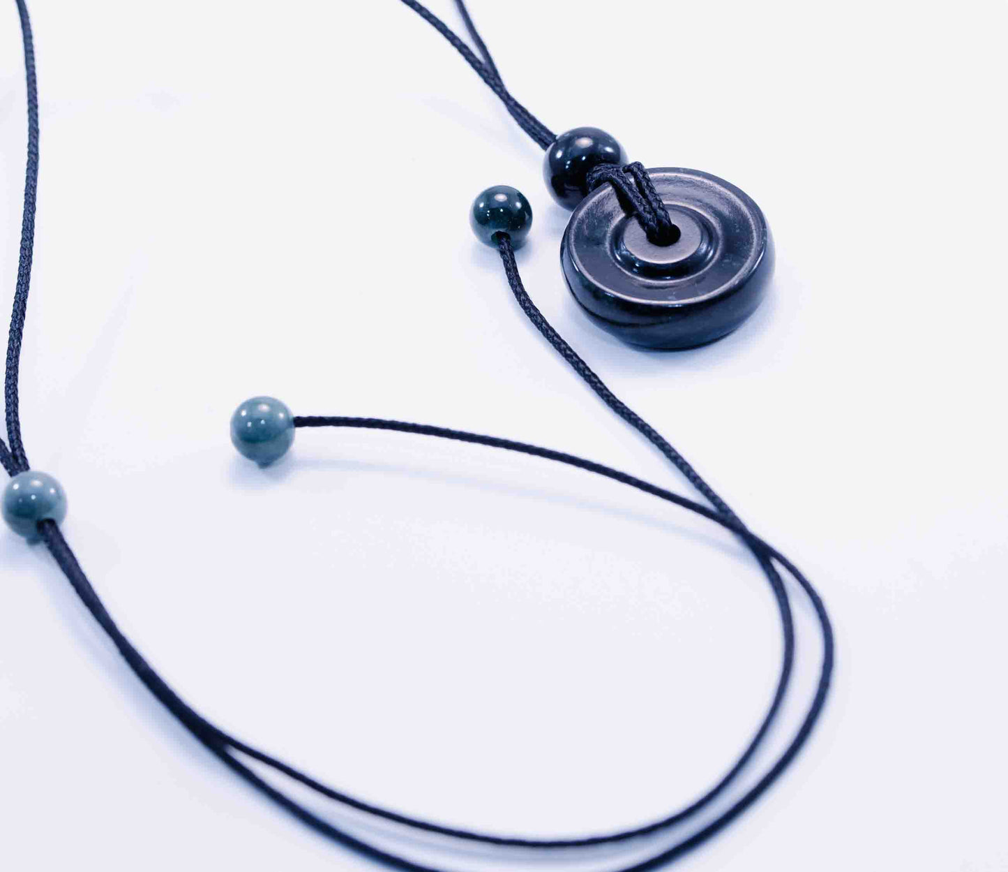 Guatemalan Avocado Jadeite Bi-Disc Pendant with Handmade Accent Beads – Adjustable Cord