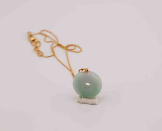Burmese Jade Donut Pendant Necklace