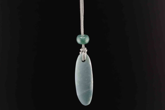 Guatemalan Light Blue Jade Oval Pendant Hand Cut Jadeite Necklace OOAK