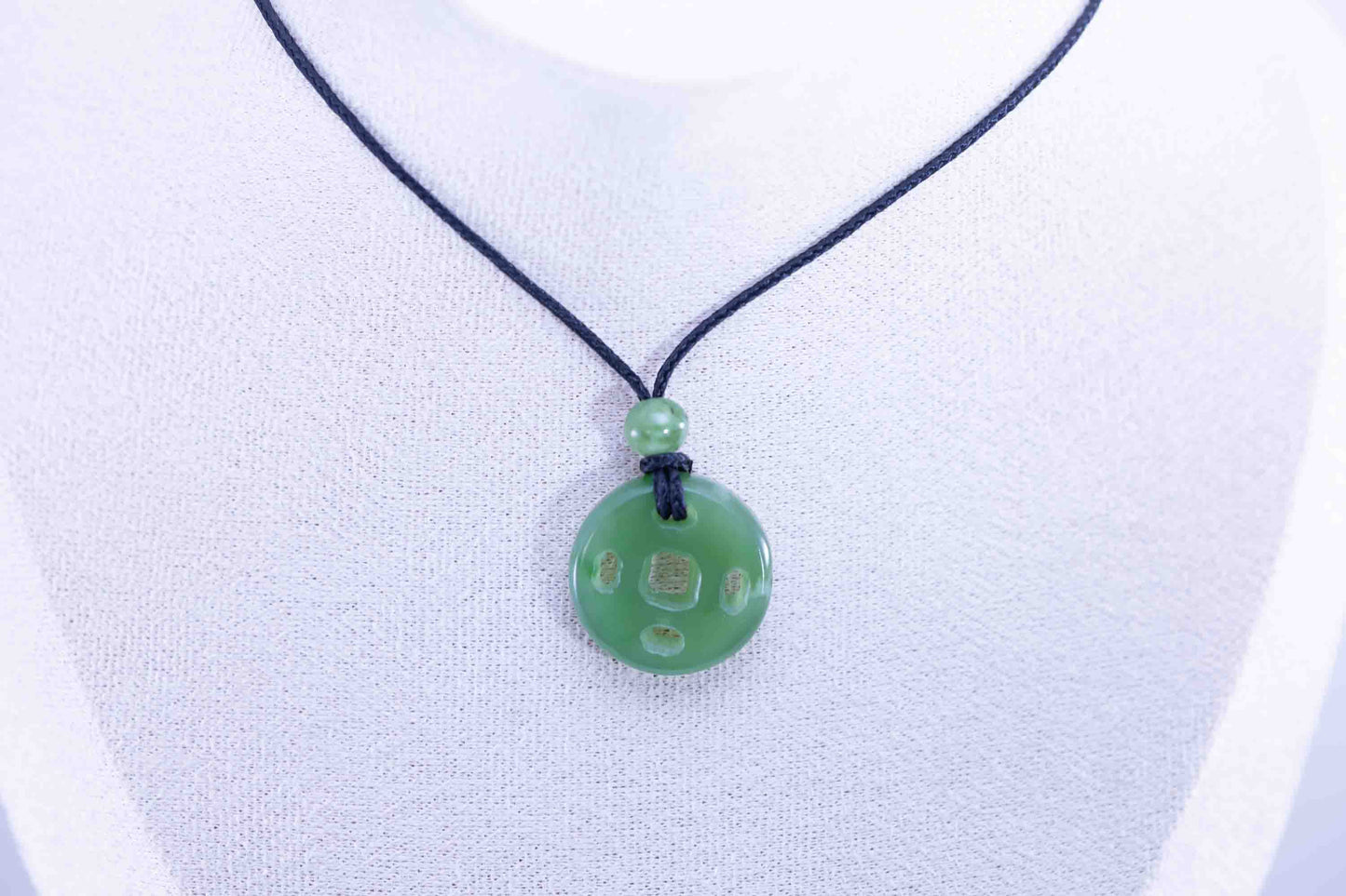 Siberian Green Nephrite Jade Chinese Coin Pendant