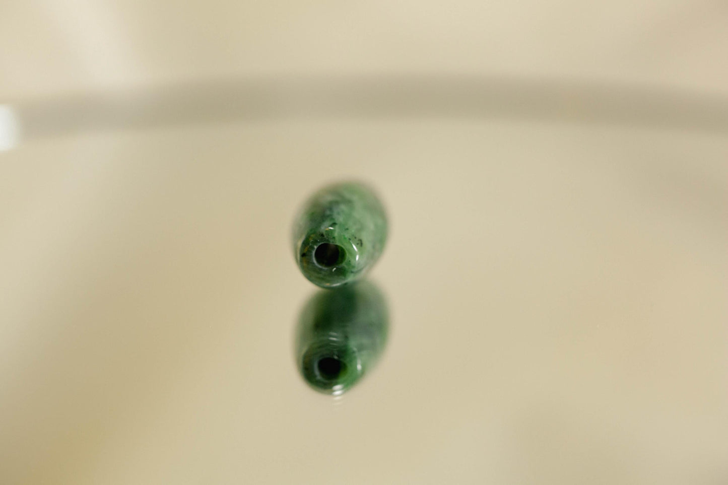 Green Jade Tube Bead Handcarved from Yukon Jade (measures 25.3x12 mm)