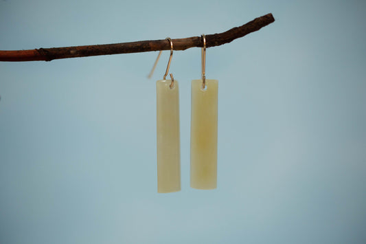 Siberian Honey Jade Dangles with Gold Findings