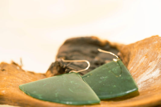 Washington Dark Green with Chromium Jade Dangle Earrings on 14 K Gold Ear Wires